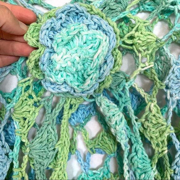 Vintage Hand Crocheted Variegated Ombré Poncho One Size - Picture 5 of 8